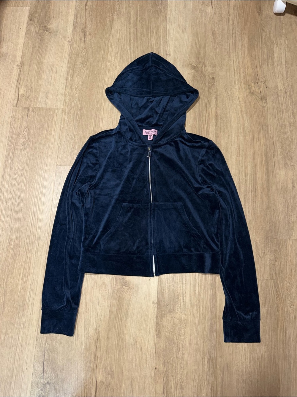 Juicy Couture Navy Velour Hooded Zip Jacket